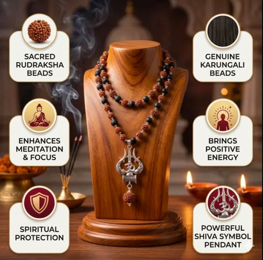 शिव शक्ति कवच: दिव्य रुद्राक्ष एवं त्रिशूल सुरक्षा माला